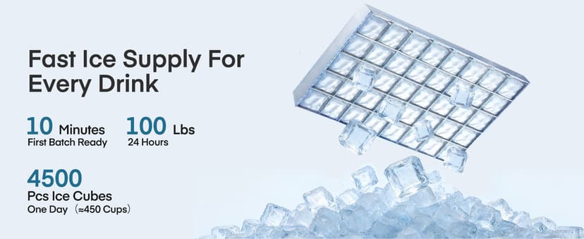 Commercial Ice Maker Machine, 100LBS/24H Freestanding & Undercounter Ice Machine with 2 Water Inlets, 40 PCS/Cycle and 24LBS Storage Bin, Stainless Steel, LED Display & Self-Cleaning for Home Bar