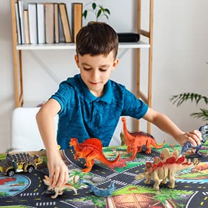 Kiddiworld Dinosaur Toys for 3 4 5 Year Old Boys Gifts, Dinosaurs Toys for Kids 3-5-7, Dino Figures Activity Play Mat Christmas Birthday Gifts for Girls Toddler Toy Age 2-4