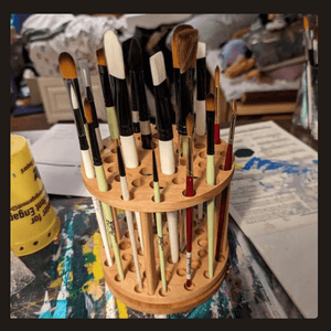 Rotating Paint Brush Holder - Handmade Paint Brush Holder Rotating Art Supply Organizer – Large Capacity Cherry Hardwood Brush Organizer for Desk, Arts and Crafts B0BTBF896Q