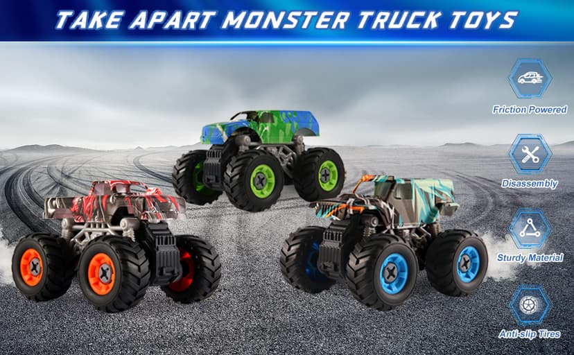 Take Apart Monster Truck Toys for Kids 3 4 5 6 7 8 Year Old Boys, STEM Educational Building Toys with Electric Drill & Storage Box Gift Birthday Christmas for Boys Girls Kids Toddlers B0FKT2MJ2W