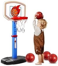 JOYIN Arcade Basketball Game Set with 4 Balls and Hoop for Kids 3 to 12 Years Old Indoor Outdoor Sport Play - Easy Set Up - Air Pump Included - Ideal for Competition