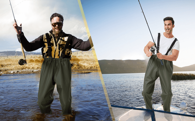 Pfeibk Men's Fishing Waders, Lightweight Breathable Chest Waders for Men, Waterproof Fly Fishing Waders