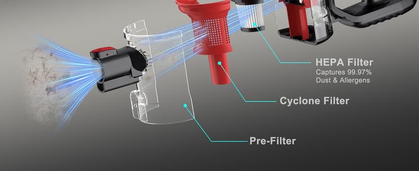 Cordless Vacuum Cleaner, 500W 45Kpa 60Mins Stick Vacuum Cleaner for Home, Self-Standing Vacuum with 1.5L Dust Cup and HEPA Filter, Anti-Tangle Brush for Hardwood Floors, Carpets, and Pet Hair