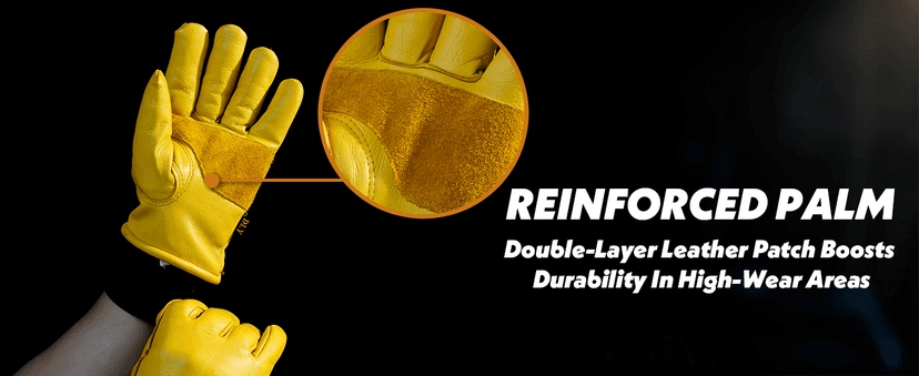 DLY Winter Work Gloves for Men, Water-Resistant, Insulated, Puncture and Abrasion Resistant, Cowhide Leather with Warm Thinsulate Lining for Cold Weather, Large, Yellow, New