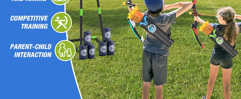 2 Pack Bow and Arrow for Kids, LED Light Up Archery Set with 24 Suction Cup Arrows, 1 Standing Target, 6 Score Targets & 2 Quiver, Indoor Outdoor Sport Gifts for Boys Girls Ages 4-8
