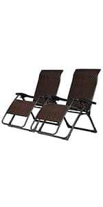 VINGLI Upgraded Zero Gravity Chair Set of 2 Lounge Outdoor Chairs with Trays and Pillows, Folding Patio Recliner Chairs for Backyard Poolside Garden