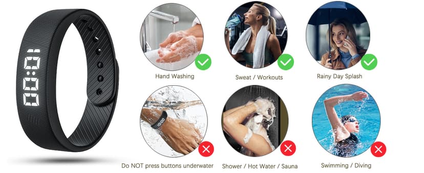 Gosasa Lightweight LED Digital Sport Watch Waterproof Fitness Tracker with Calorie Counter, Pedometer, Vibrating Alarm, USB Rechargeable Silicone Wristband for Men Women (Black)