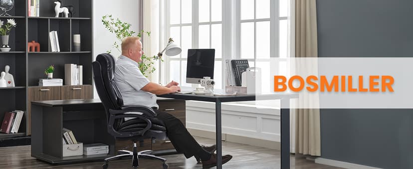 BOSMILLER 650lbs Large Big and Tall Office Chair for Heavy People with Adjustment Lumbar Support, Comfy Padded Heavy Duty Leather Executive Office Chair with Quiet Rubber for Adults 8 Hours Daliy Work
