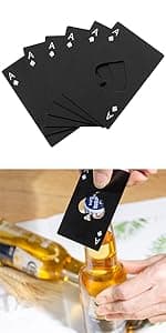 Wine Bottle Opener Stainless Steel Credit Card Size Casino Beer Bottle Opener Cap Opener for Your Wallet Wedding Party Groomsmen Bridesmaid Gifts 6 Pcs (Black)