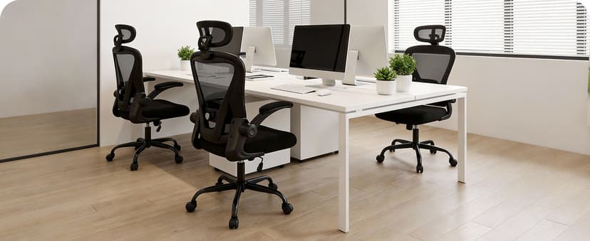 Office Chair, Ergonomic Office Chair with Headrest, Comfy Home Office Desk Chairs with Lumbar Support & Flip-up Armrests, 330LBS High Back Mesh Computer Desk Chair for Home Office, Black