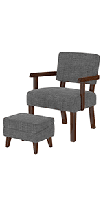 FAGAGA Accent Chair Set of 2 with Table, Living Room Chairs with Soft Seat and Armrests for Living Room Bedroom Reading Room Waiting Room, Grey (AC01)