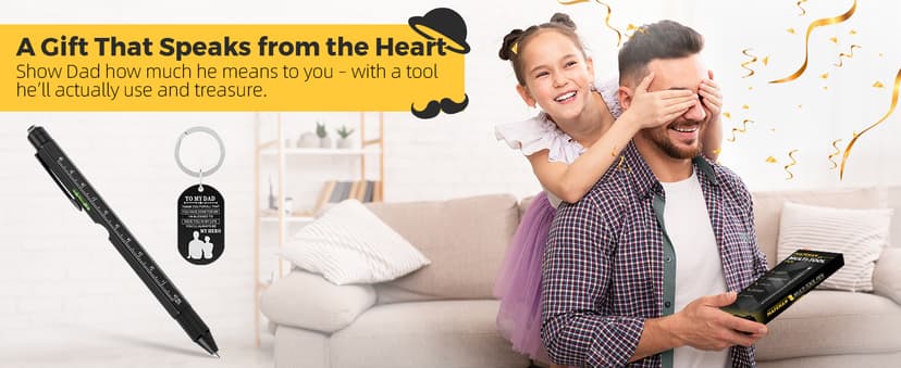 Father’s Day Gifts for Dad – 9-in-1 Multi-Tool Pen with Engraved Keychain, Unique Dad Gifts from Daughter Son Wife – Birthday Gift for Men Who Have Everything, Handy Gadgets for Husband & Grandpa