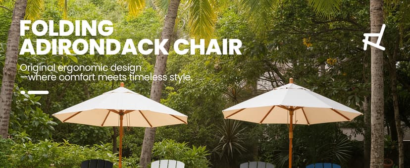 Folding Adirondack Chair, HDPE All-Weather Fire Pit Chairs, Plastic Adirondack Chairs with 2 Cup Holder, Outdoor Lawn Chair for Patio Garden (Black)