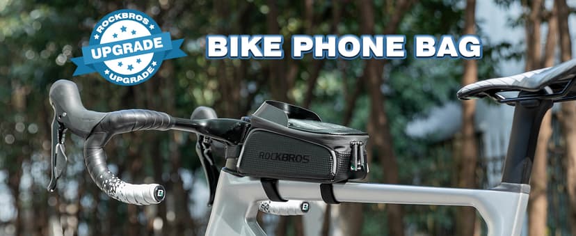 E-Bike Accessories for Men Women Compatible Phone Under 7” Straps Fit All Frames ROCKBROS Bike/Bicycle Phone Front Frame Bag, Waterproof, Tube Cycling Pouch B079QKP848