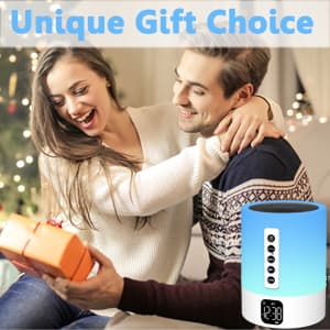 Alarm Clock Bluetooth Speaker, Night Light White Noise Machine Touch Bedside Lamp with Alarm Clock for Kids Multi-Color Changing Night Light Xmas Gifts for Teenage Girls Boys Women Teen Girl Gifts