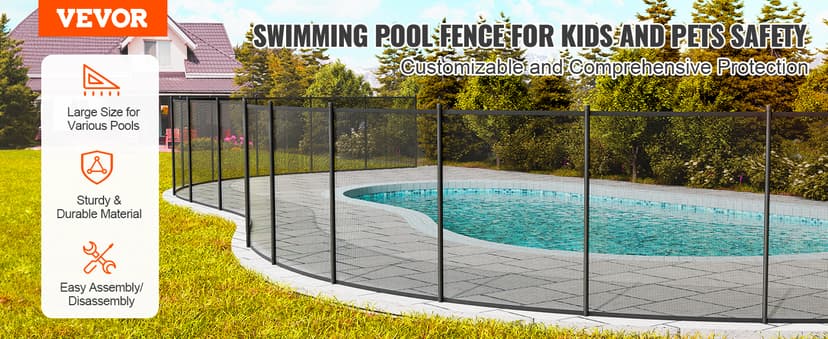 VEVOR Pool Fence, 4 x 108 FT Pool Fences for Inground Pools, Removable Safety Pool Fencing, Easy DIY Installation Swimming Pool Fence, 340gms Teslin PVC Pool Fence Mesh Protects Kids and Pets