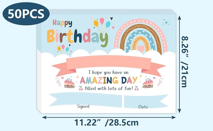 Lesnala 50 PCS Boho Birthday Printable Certificates for Kids Classroom Present for Children Teachers Students Parents for End of Semester Back to School Home Study Award Supplies Rainbow