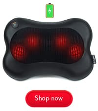 Zyllion Shiatsu Back and Neck Massager with Heat - 3D Electric Kneading Deep Tissue Massage Pillow for Muscle Pain Relief, Black, ZMA-13
