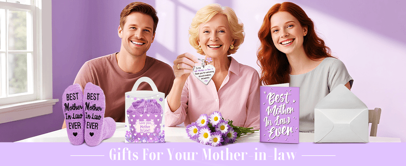 HAPPYPOP Gifts for Mother in Law - Mothers Day Socks Keychain with Greeting Card, Mom in Law Birthday Gifts Christmas Stocking Stuffers