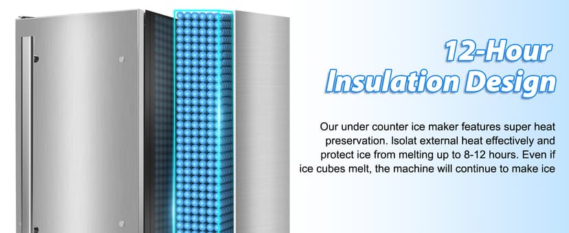 Under Counter Ice Maker, Ice Maker Machine Commercial, 120Lbs/24H with 35lbs Storage Bin, 40Pcs Cubes in 10Mins, Built in Ice Machine for Home Office Commercial