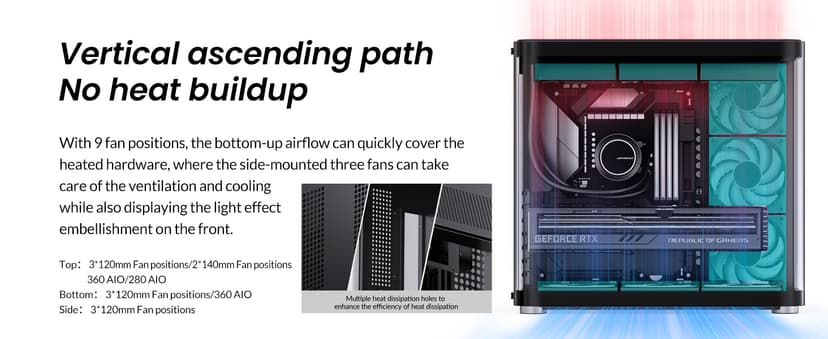 JONSBO TK-2 Black ATX Mid-Tower Pc Case,Hyperboloid Glass Design, Separated Cabinet Structure, Al Alloy Shell Desktop Computer Case, Support BTF Motherboard/ATX Power supply/360 AIO, Black