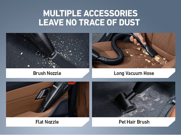 AstroAI 4-in-1 Car Vacuum Cleaner and Tire Inflator Portable with Accessories Air Compressor Digital Dual Values Display, 150 PSI Car Tires Air Pump with LED Light, 12V DC, 16.4FT Cord for Auto