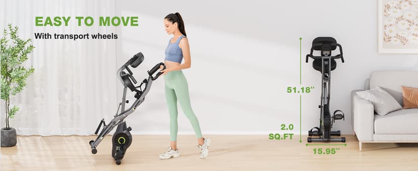 Exercise Bike, 5 in 1 Foldable Stationary Bike for Seniors, 16-Level Adjustable Magnetic Resistance, Indoor Workout Bike with 330LB Capacity, Comfortable Seat Backrest X-bike