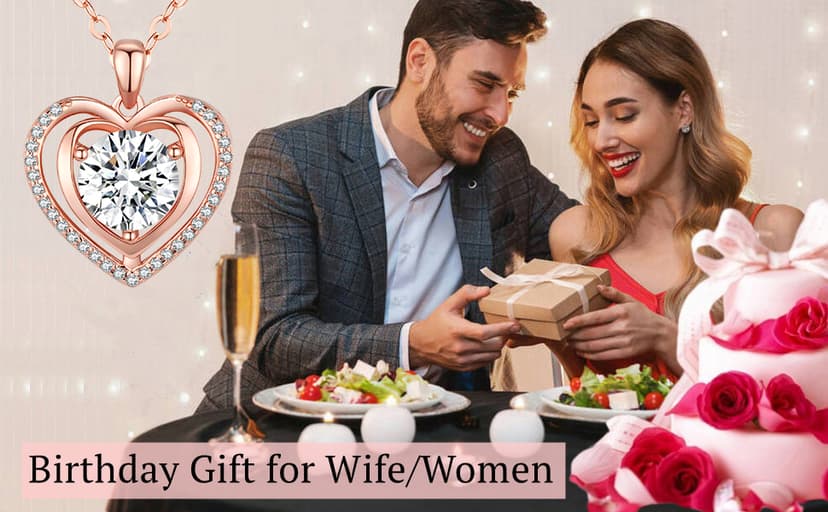 Heart Pendant Gold Necklace for Women Moissanite Lab-Created Gem I Love You Wedding Anniversary Birthday Christmas Valentine Engagements Mothers Day Jewelry for Wife Her Girlfriend Mom Daughter