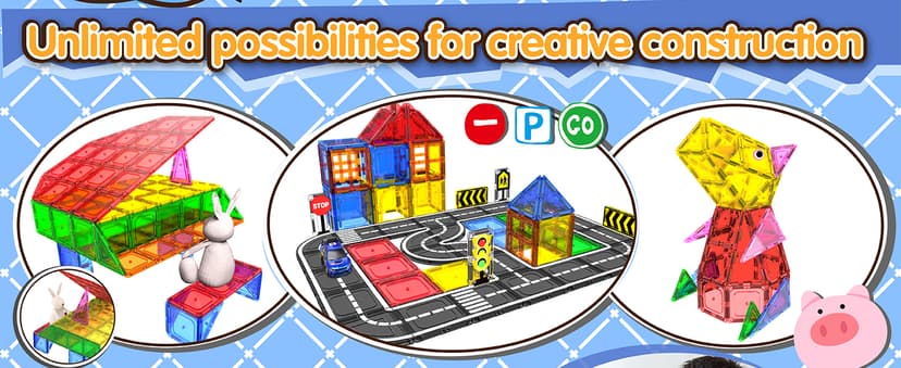 Magnetic Tiles - Road Set, Magnetic Building Blocks, Preschool Montessori Toys Gift for 3+ Year Old Boys and Girls, Sensory Christmas Toys for Kids Aged 3-5 and 4-8, Ideas for Toddler with Autism