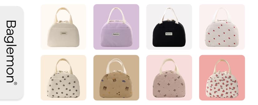 Baglemon Lunch Bag for Women Men Cute Corduroy Lunch Tote Bags Reusable Insulated Lunch Box Large Capacity Reusable Insulated Cooler for Work/Picnic/Travel