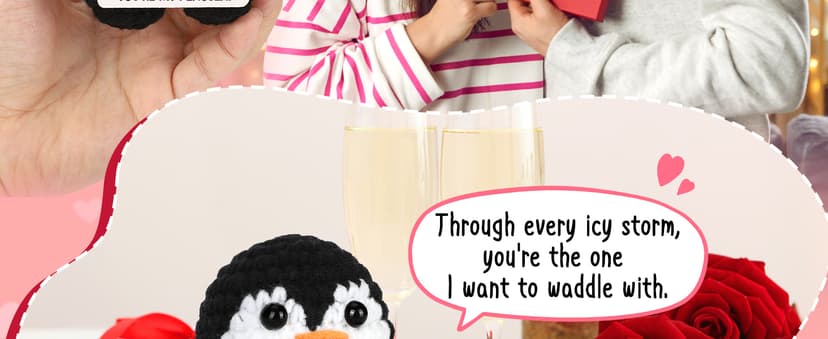 Gifts for Husband from Wife, To My Husband Handmade Crochet Penguin, Mini Funny Wedding Anniversary Birthday Gifts for Him Husband Men, Romantic I Love You Gift for Him Birthday Christmas Cute Decor