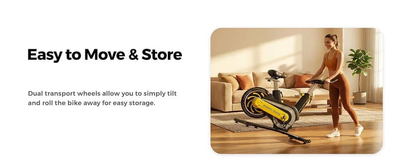 Compact Exercise Bike for Small Spaces, Quiet Rear Flywheel Stationary Bike for Home, 7-Level Lever Resistance, Soft Seat Indoor Cycling Bike for Petite to Medium Frames (<26dB)