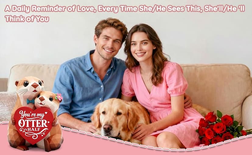 Anniversary Birthday Gifts for Women Men I Love You Wedding Romantic Gift for Wife Husband Couples,Hand-Painted Sculpture Gifts for Women Her Girlfriend Wife Husband BF Men Him Otter Figurines B0GDCT2WCC