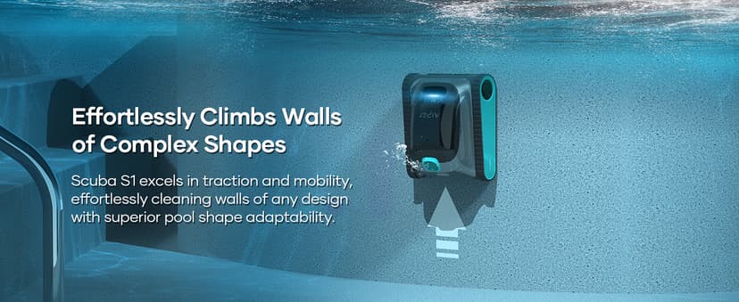 (2025 Upgrade) Aiper Scuba S1 Robotic Pool Cleaner, Wall & Waterline Cleaning, Double Filtration, Extended 180-Min Battery Life, Smart Navigation, App Support, OTA Upgrade