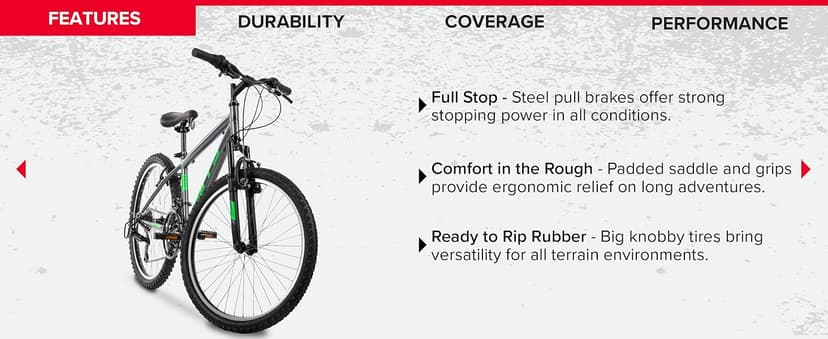Huffy Stone Mountain Bike for Men and Women, 20”/24”/26”, 6-Speed (20”) or 21-Speed, Front or Dual Suspension (Varies), Multiple Colors, Adjustable Saddle, Shimano Equipped, All-Terrain Tires