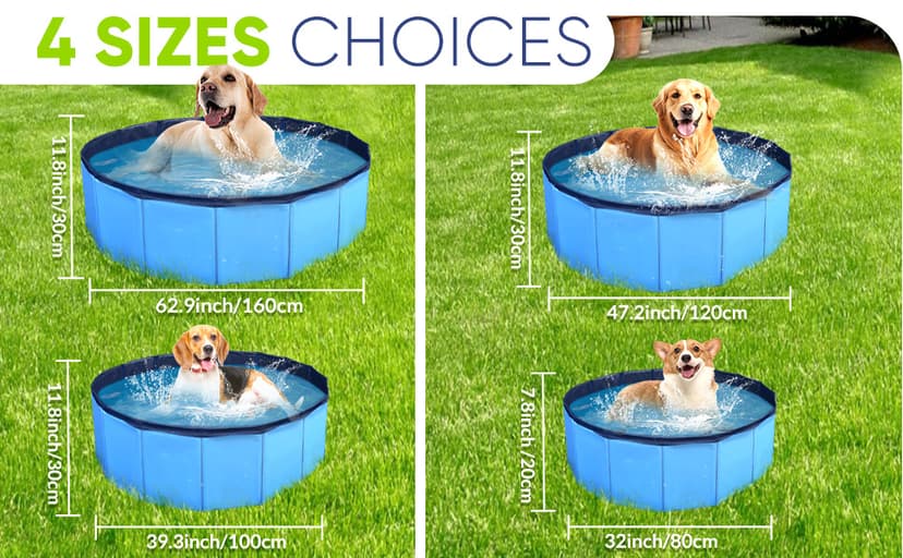 Dog Pool, Foldable Pet Swimming Pool with 6mm High-Strength PP Board, Hard Plastic Collapsible Doggy Pools for Small Dogs Kitty Duck,Non-Slip Doggie Bathtub Quick to Set Up and Drainage Hole(32x8in)