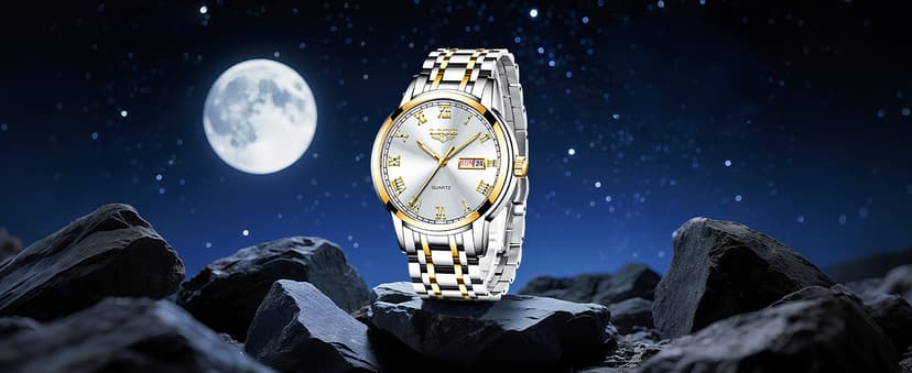 LIGE Mens Watch, Analog Men's Wrist Watches, Stainless Steel Style, Quartz Movement Calendar Function, 3ATM Waterproof, Clear Luminous Display, Business Social Matching