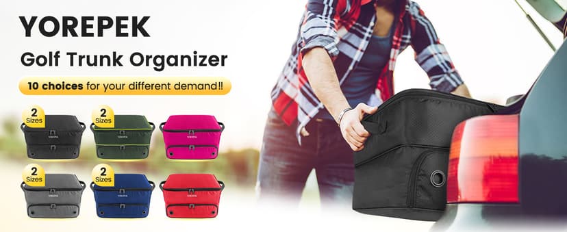 YOREPEK 2 Layer Golf Trunk Organizer, Golf Gifts for Men with Separate Ventilated Compartment for 2 Pair Shoes, Waterproof Car Trunk Locker for Balls, Tees, Clothes, Gloves, Accessories, Golfer Gifts