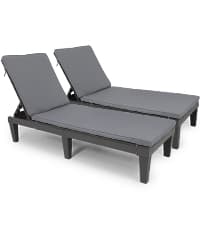 YITAHOME Outdoor Chaise Lounge Chair, Plastic Pool Chaise Lounge with 5-Position Backrest, Easy Assembly & Waterproof for Patio & Poolside, Set of 2, Brown