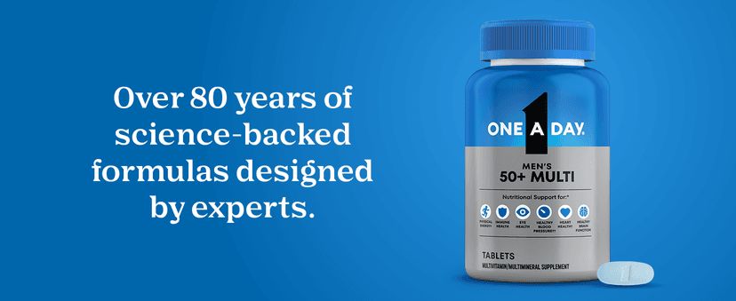 ONE A DAY One A Day Men’s 50+ Healthy Advantage Multivitamin, Multivitamin for Men with Vitamins A, C, E, B6, B12, Calcium and Vitamin D, Tablet, 200 Count (Pack of 1)