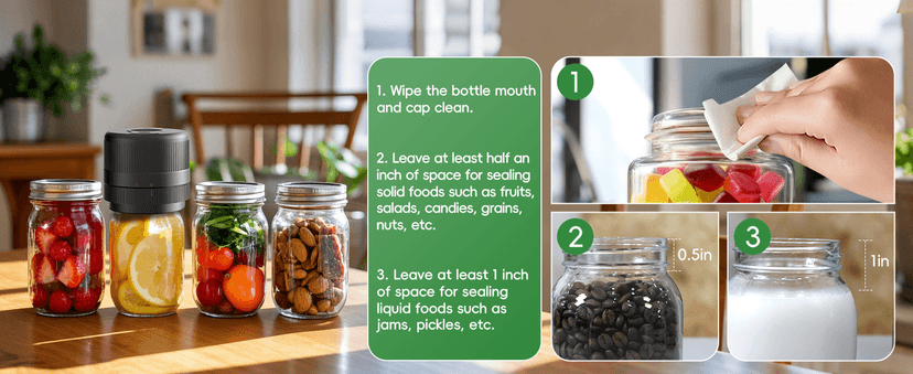 Mason Jar Vacuum Sealer Kit, Electric Sealer for Wide, Regular Mouth Mason Jars, Portable Vacuum Sealer for Jars, Birthday Gifts for Her, Gifts for Mom, Grandma