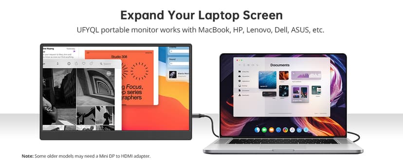 UFYQL Portable Monitor 15.6-inch FHD 1080P Ultra-Slim Travel External Monitor HDR IPS Gaming Display with Kickstand &Speakers USB-C HDMI Plug&Play,for Laptop PC Phone PS4/5 Xbox Switch