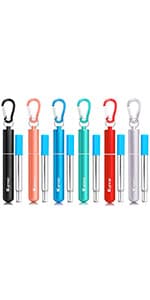 Travel Drinking Straws, Cruise Must Haves, Portable Foldable Stainless Steel Straws with Cases, Silicone Tips for Gifts Kynup Reusable Collapsible Metal Straws, Cruise Ship Essentials (4Pack) B07ZBZ6CCC