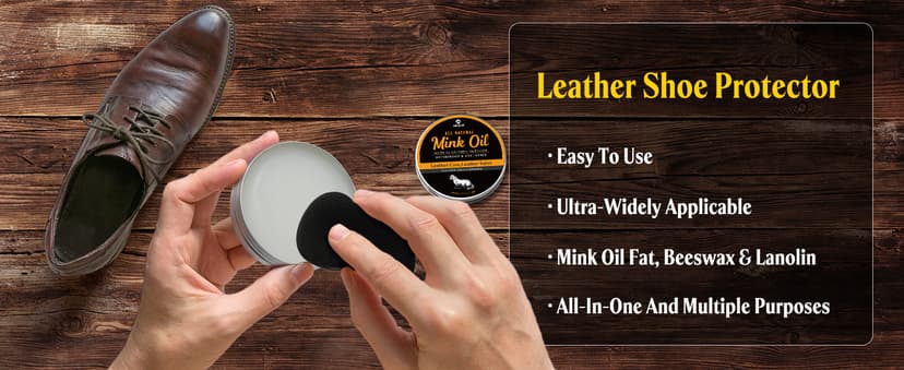 MEKER Mink Oil for Leather Boots, Leather Conditioner and Cleaner 3.52 oz-All-Natural Waterproof Soften and Restore Shoes