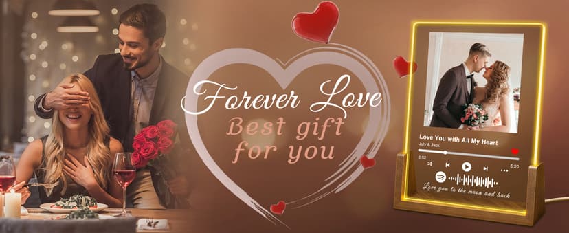 Custom Spotify Plaque-Personalized Picture Frames with Night Light,Music Plaque Frame,Personalized Anniversary Birthday Gifts for Women Men Girlfriend Boyfriend Couples