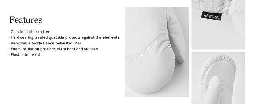 Hestra Unisex Leather Box Mitt, Leather Winter Ski Mittens for Alpine Skiing & Cold Winter Weather for Men & Women