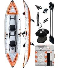 Inflatable Kayak Fishing Kayak for Adults Portable Touring Kayak Canoe with Wheeled Backpack, Seats, Pump and Paddles, Full Drop Stitch Construction
