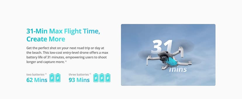 DJI Mini 4K, Drone with 4K UHD Camera for Adults, Under 249 g, 3-Axis Gimbal Stabilization, 10km Video Transmission, Auto Return, Wind Resistance, 1 Battery for 31-Min Max Flight Time