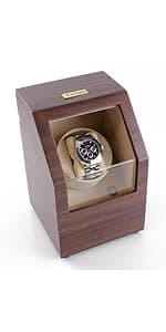 Heiden Double Watch Winder in Walnut - Automatic Watch Window for 2 Watches - Japanese Motor - Zero Magenetization - Use Batteries or Adapter Dual Watch Winder for Automatic Watches for Rolex