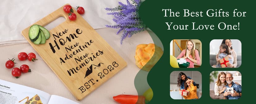 MY-ALVVAYS House Warming Gifts New Home, Perfect House Warming Gifts, New Home Gift Idea for Women Men Homeowner, New Apartment Essentials, New Home New Adventure New Memories 2026 Cutting Board B09C8LPH15